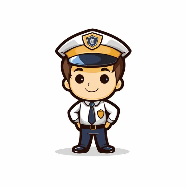Policeman Cute Cartoon Policeman Character Vector Illustration — Stock Vector