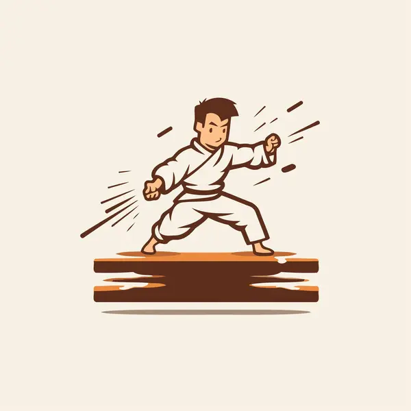 Martial Arts Karate Fighter Action Vector Illustration — Stock Vector