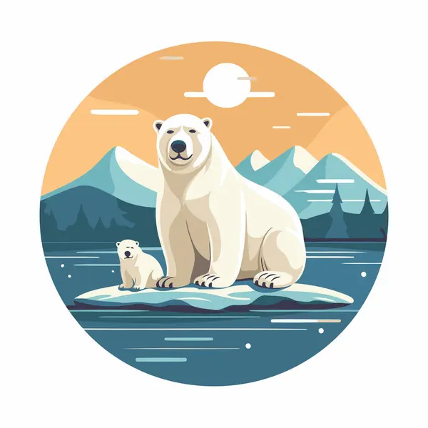 Urso Polar Gelo Ilustração Vetorial Estilo Plano — Vetor de Stock