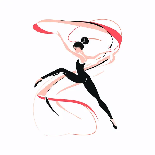 Balettdansare Ballerina Ett Hopp Vektorillustration — Stock vektor