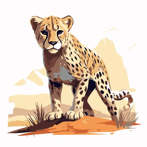 Cheetah Woestijn Vector Illustratie Van Een Wild Dier — Stockvector