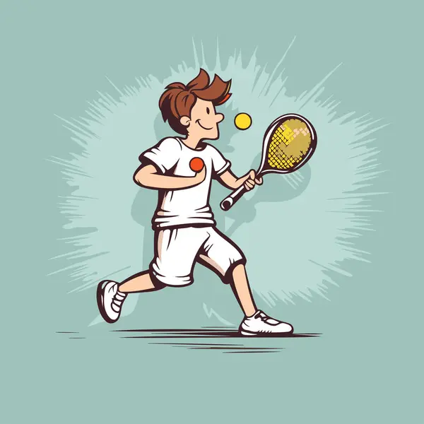 Tennisspelare Vektor Illustration Tennisspelare Aktion — Stock vektor