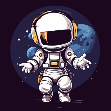 Uzayda bir astronot. Uzayda bir astronot. Vektör illüstrasyonu