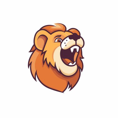 Aslan kafalı maskot. Spor takımı için aslan başlı maskotun vektör illüstrasyonu.