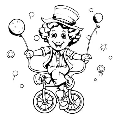 Bisiklet süren bir sirk palyaçosunun ana hatları..