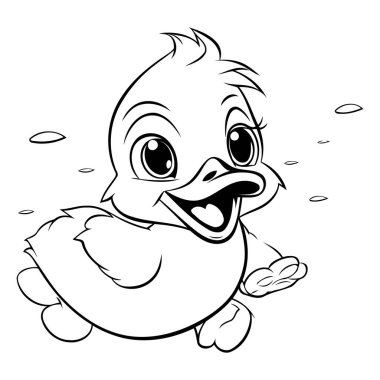 Beyaz arka planda şirin bir bebek ördeğin vektör çizimi.