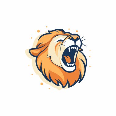 Aslan başlı maskot logosu şablonu. Aslan başlı maskotun vektör çizimi.