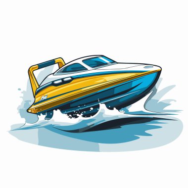 Su scooter vektör çizimi beyaz arka planda izole edildi. Sürat teknesi simgesi.
