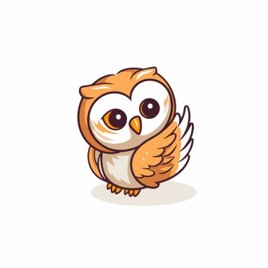 Sevimli çizgi film baykuşu. Vektör çizimi. Beyaz arkaplanda izole.