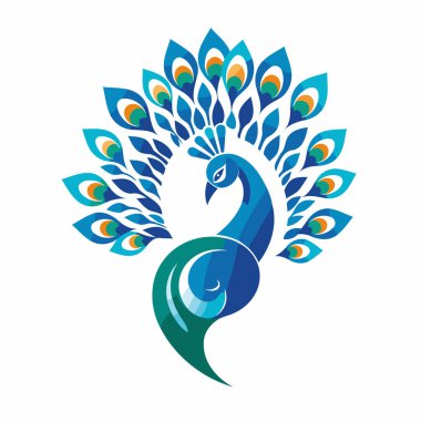 Tavuskuşu vektör logo şablonu. Güzel tavus kuşu logosu tasarımı.