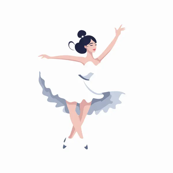 Krásná Baletka Bílé Sukni Vektorová Ilustrace — Stockový vektor