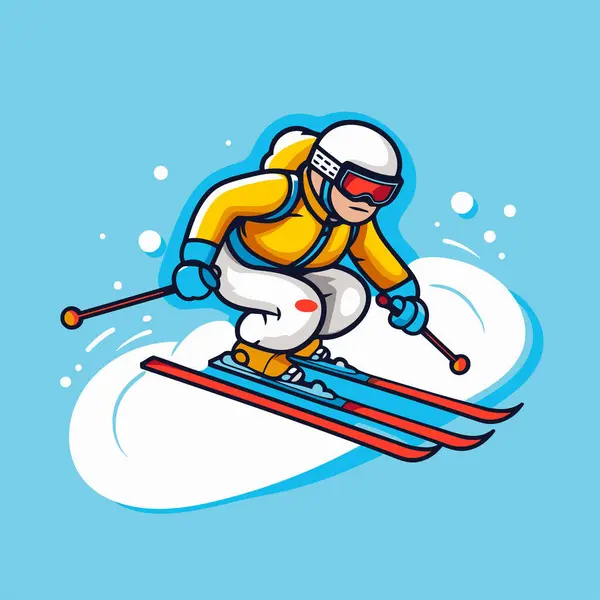 Skiing vector icon. Cartoon illustration of skier skiing vector icon for web design