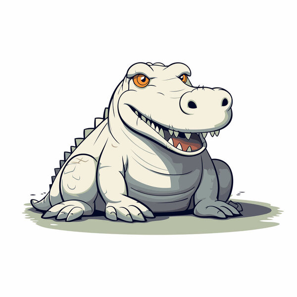 Карикатурный крокодил выделен на белом фоне. Векторная иллюстрация.