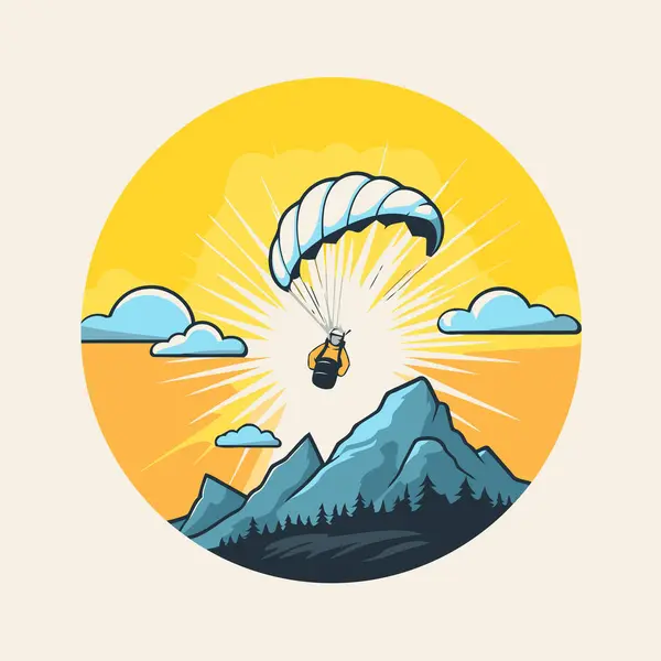 Parachutist Background Mountains Vector Illustration — Stock Vector