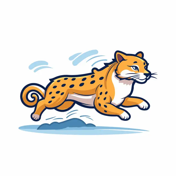 Cheetah Saltando Agua Lindo Vector Dibujos Animados Ilustración — Vector de stock