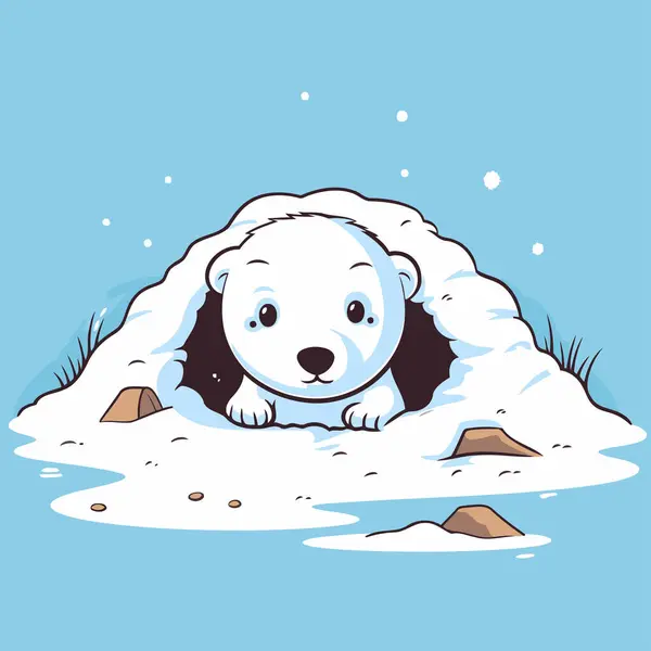 Carino Orso Polare Nella Neve Illustrazione Vettoriale Eps10 — Vettoriale Stock