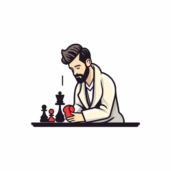 Podnikatel Hraje Šachy Vektorová Ilustrace Podnikatele Hrajícího Šachy — Stockový vektor
