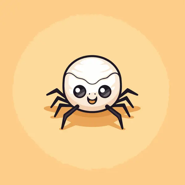 橙色背景上可爱的卡通蜘蛛 矢量图解 可爱的性格 — 图库矢量图片