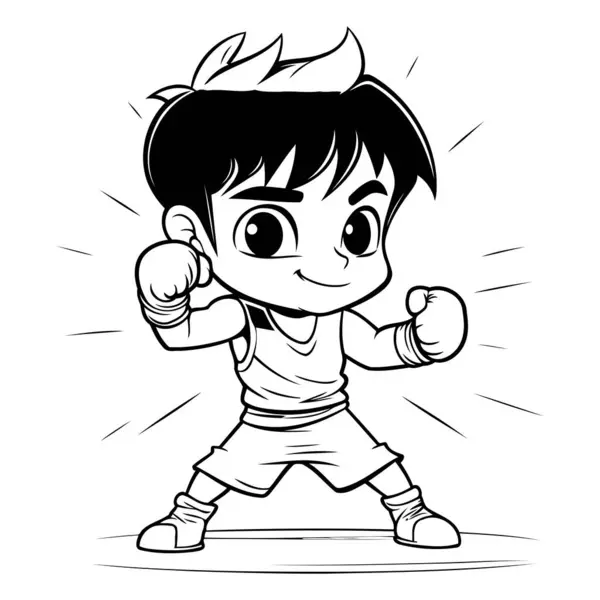 Cartoon Illustration Kid Boy Boxer Martial Art Character — Stock Vector