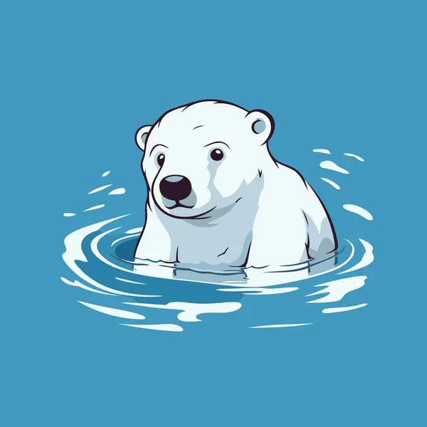 Белый Медведь Плавает Воде Векторная Иллюстрация Вашего Дизайна — стоковый вектор