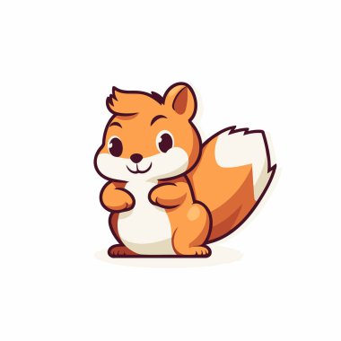 Beyaz arka planda sevimli küçük sincap çizgi film karakter vektörü Illustration