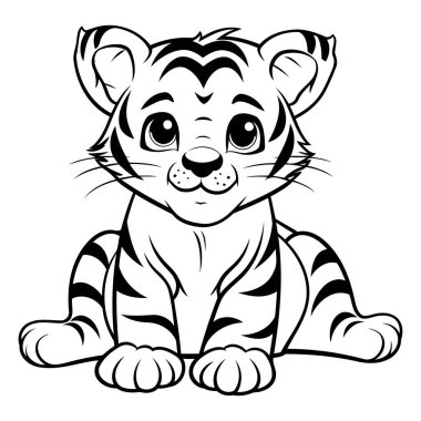 Çocuklar için Kaplan Boyama Kitabı - Çizgi film Vektör İllüstrasyonu.