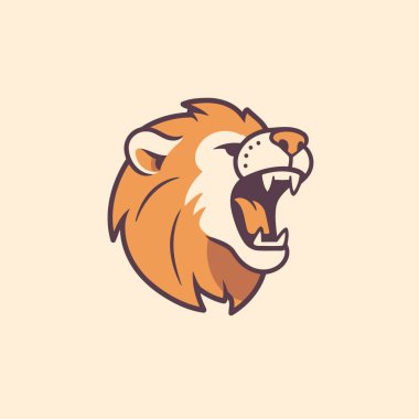 Aslan başlı vektör logosu tasarım şablonu. Aslan başı simgesi vektör illüstrasyonu