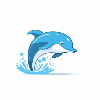 Yunus vektör logo tasarım şablonu. Sudan çıkan yunus..