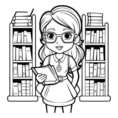 Kitap tasarımı yapan kız öğretmen. Okul eğitimi öğrenim bilgisi ve sınıf temalı vektör illüstrasyonu