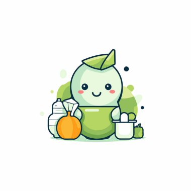 Tatlı dondurma karakteri çizimi. Tatlı dondurma maskotu..