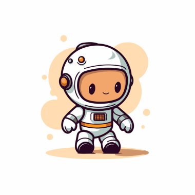 Beyaz arka planda sevimli bir astronot. Vektör çizimi. Çizgi film biçimi.