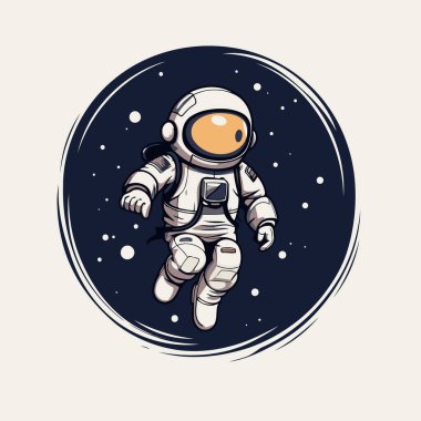 Uzayda bir astronot. Tasarımınız için vektör illüstrasyonu.
