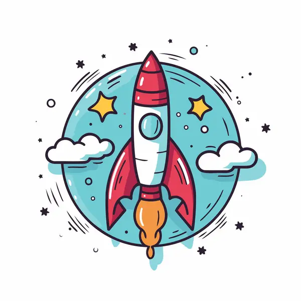 Space Rocket Icon Flat Style Vector Illustration White Background — Stock Vector