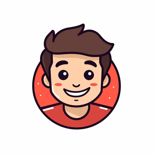 頭に赤い円の笑顔の男の子のベクトルイラスト — ストックベクタ