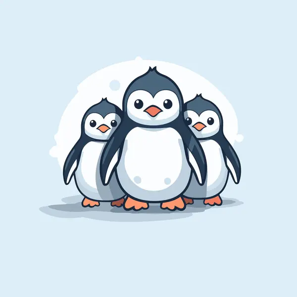 Família Pinguim Personagem Desenho Animado Bonito Ilustração Vetorial — Vetor de Stock