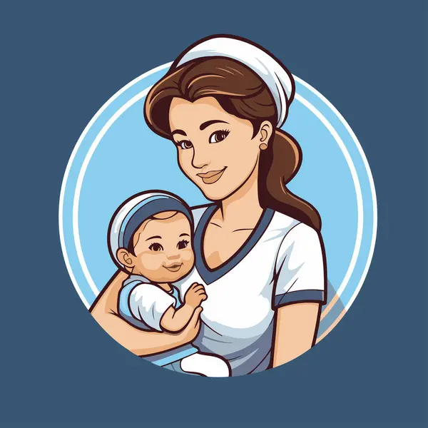 Icono Madre Bebé Maternidad Maternidad Tema Ilustración Vectorial — Vector de stock