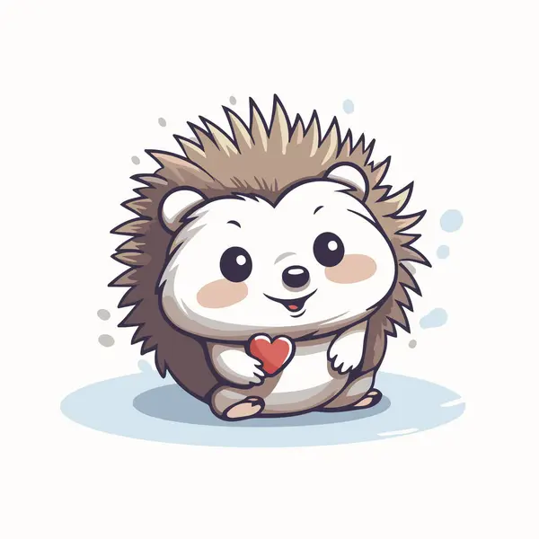 Hedgehog Heart Cute Cartoon Vector Illustration — Stock Vector