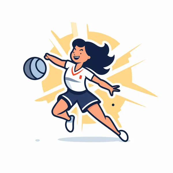 Volleyball Player Action Vector Illustration Cartoon Style — Stock Vector