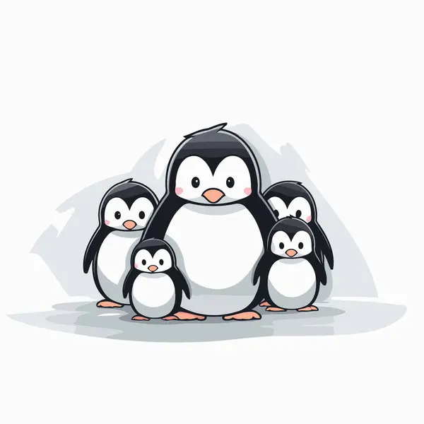 Lindos Pingüinos Aislados Sobre Fondo Blanco Ilustración Vectorial — Archivo Imágenes Vectoriales