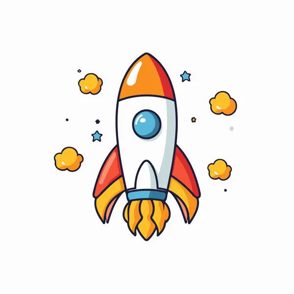 Rocket Icon Flat Style Vector Illustration White Background Web Mobile — Stock Vector
