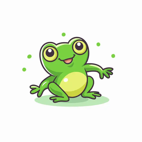 Frog Cute Cartoon Character Isolated White Background Vector Illustration — Stock Vector