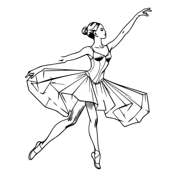 Beautiful Ballerina Tutu Black White Vector Illustration — Stock Vector