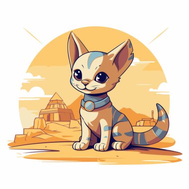 Çölde şirin bir çizgi film köpeği. Tasarımınız için vektör illüstrasyonu