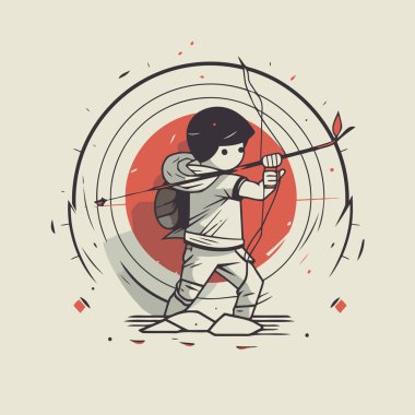 Medieval archer with bow and arrow. Vector illustration for your design clipart