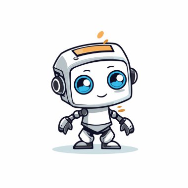 Küçük sevimli robot çizgi film vektör çizimi. Sevimli küçük robot karakter..