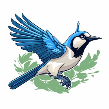 Mavi alakarga kuşu beyaz arka planda izole edilmiş. Vektör illüstrasyonu.