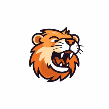 Aslan başlı maskot logosu tasarım şablonu. Maskot şablonu