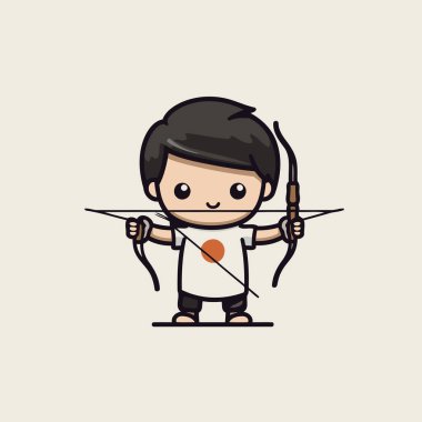 Sevimli Çocuk Aşk Tanrısı Çizgi Film Maskot Karakteri Vektör İllüstrasyonu