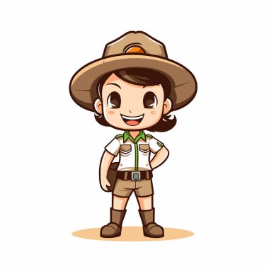 Kovboy kostümü giyen sevimli bir çocuğun tasviri - Vektör