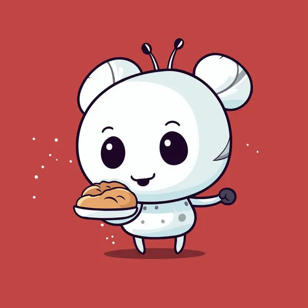 Cute Kawaii Mouse Bread Vector Cartoon Character Illustration — Stock Vector